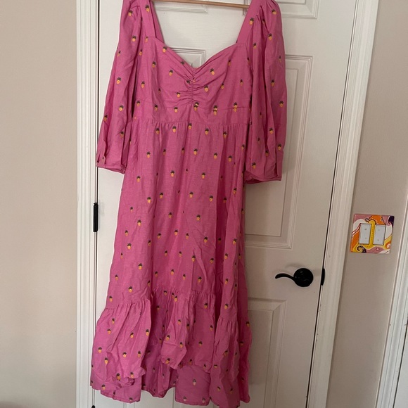 Farm Rio medium pink pineapple puff sleeve dress - Picture 3 of 5